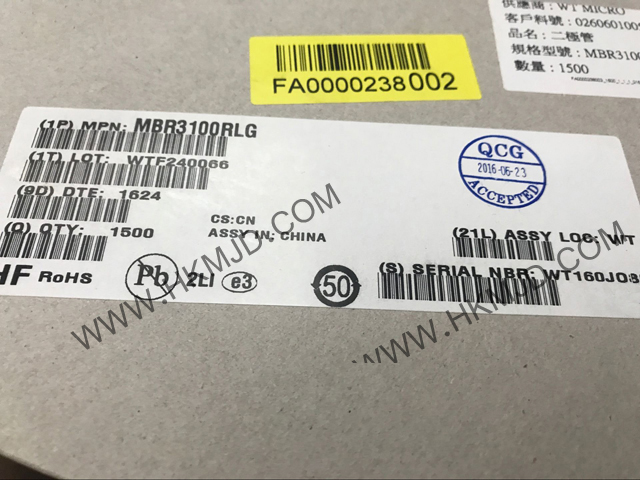 【ON經(jīng)銷(xiāo)商】分立半導(dǎo)體 MBR3100RLG 肖特基二極管與整流器 3A 100V