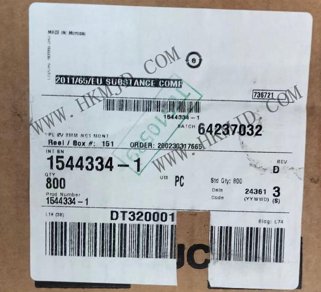 【TE泰科】汽車連接器 1544334-1 2 位置 體座 連接器 公型，接片 黑色 0.315