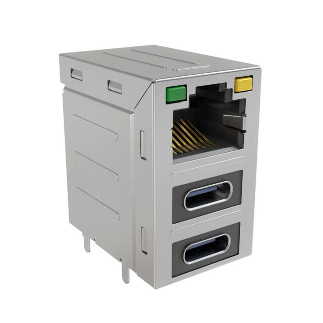 安費(fèi)諾模塊化連接器 RJE36188344CH 堆疊 RJ45，2 個 USB Type C，帶 LED G/Y