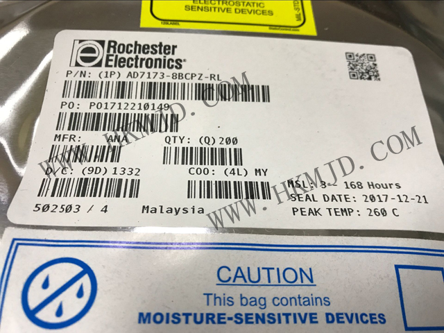 AD7173-8BCPZ：8/16通道、31.25kSPS、24位Σ-Δ型ADC