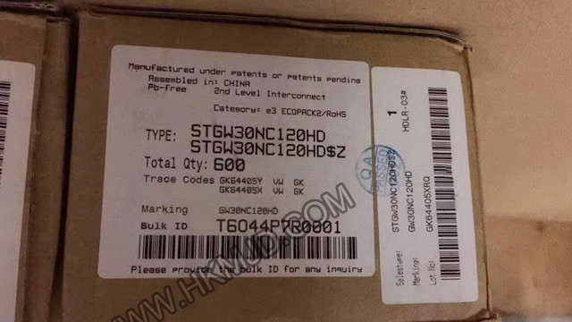 ST TO-247-3 | STGW30NC120HD：N溝道1200 V、30 A超快PowerMESH IGBT