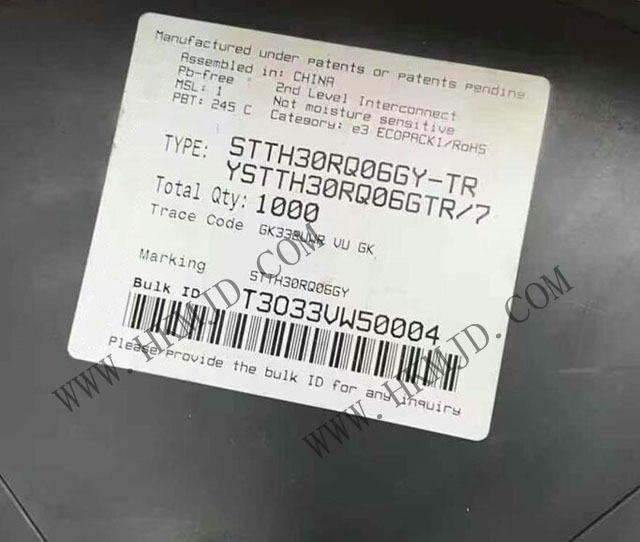 供應(yīng) STTH30RQ06GY 一款汽車級 600V、30A 超快軟恢復(fù)二極管